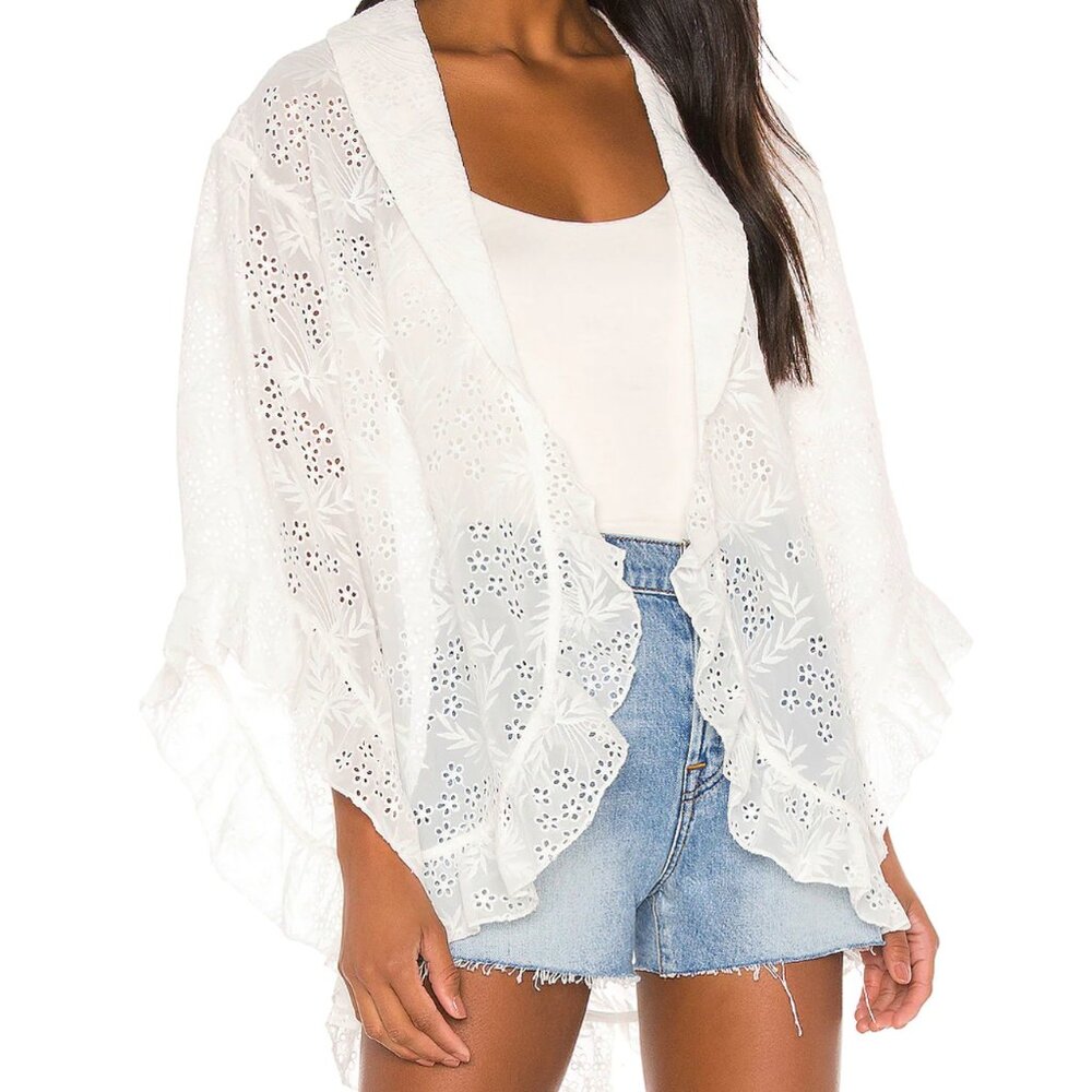White Eyelet Summer Jacket Marjorelle Medium